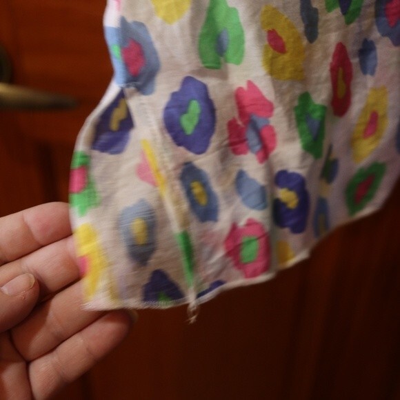 Multiples Rainbow Leopard Print Button Down Blouse Petite Large Statement Shirt - Picture 12 of 16